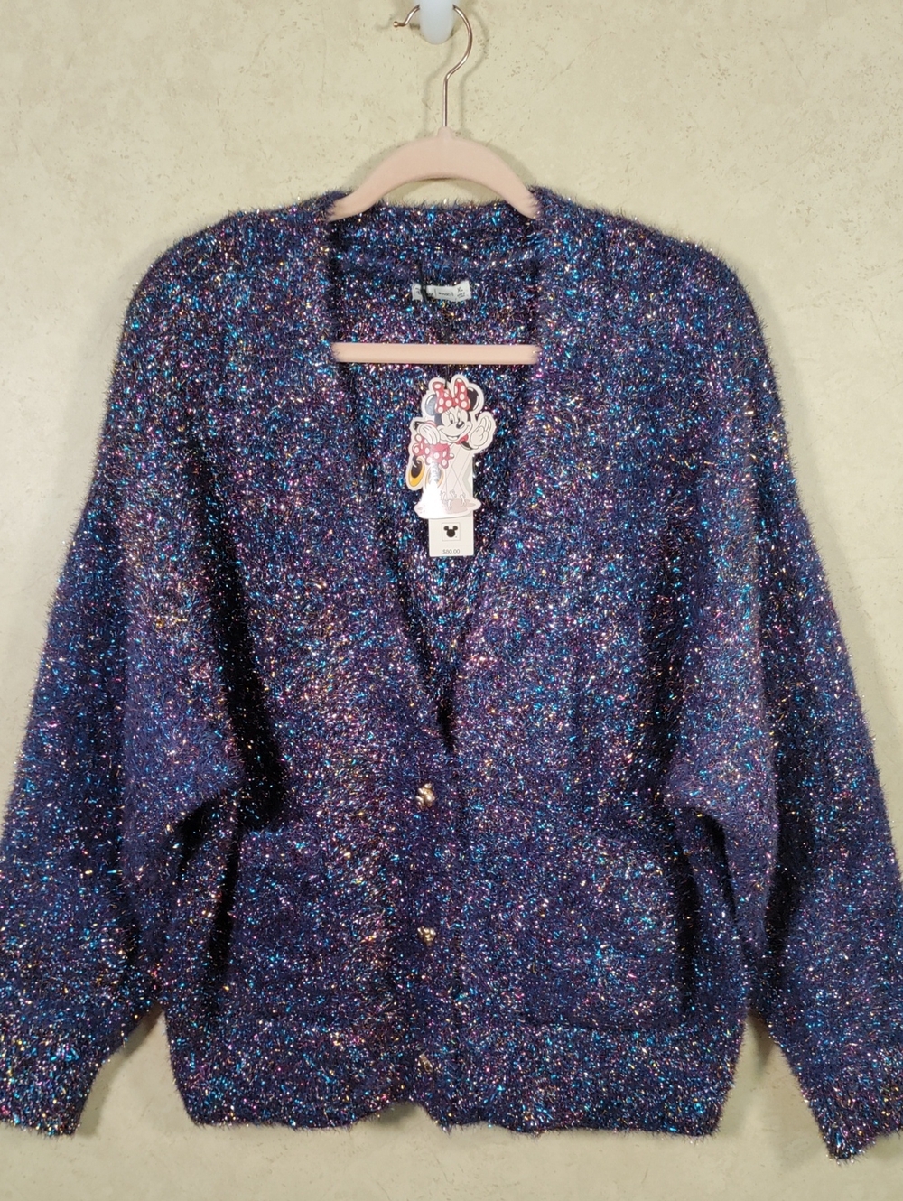 J144 Disney X Macy's Purple Sparkle Cardigan XL NWT